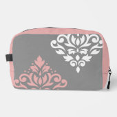 スクロールダマスクアートIピンク白グレー ドップキット (正面)