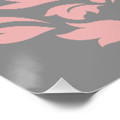 スクロールダマスクアートIピンク白グレー ポスター (コーナー)