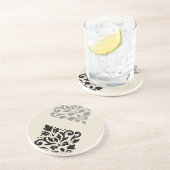 スクロールダマスクアートIブラックグレークリーム コースター (側面)