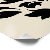 スクロールダマスクアートIブラックグレークリーム ポスター (コーナー)