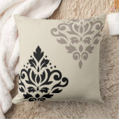 スクロールダマスクアートIブラックチューペクリーム クッション (ブランケット)