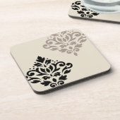 スクロールダマスクアートIブラックチューペクリーム コースター (左側)
