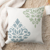 スクロールダマスクアートIブルーグリーンホワイト クッション (ブランケット)