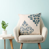 スクロールダマスクアートIブルー金ゴールド(ライン)クリーム クッション (椅子)