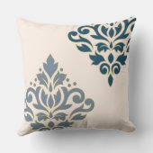 スクロールダマスクアートIブルー金ゴールド(ライン)クリーム クッション (裏面)