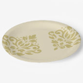 スクロールダマスクアートI金ゴールドオンクリーム ペーパープレート (アングル)