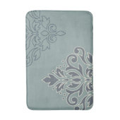 スクロールダマスクアートI （アウトライン）クリームブルースティール（緑がかった色） バスマット (正面縦)