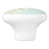 スクロールダマスクアートI （アウトライン） Wt Gld Ltティール（緑がかった色） セラミックノブ (側面)