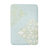 スクロールダマスクアートI （アウトライン） Wt Gld Ltティール（緑がかった色） バスマット (正面縦)
