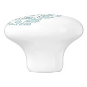 スクロールダマスクアートI (ライン)アヒル卵ブルーグレーWt セラミックノブ (側面)