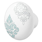 スクロールダマスクアートI (ライン)アヒル卵ブルーグレーWt セラミックノブ (右)