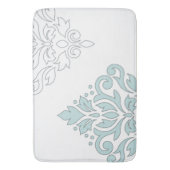 スクロールダマスクアートI (ライン)アヒル卵ブルーグレーWt バスマット (正面縦)