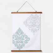 スクロールダマスクアートI (ライン)アヒル卵ブルーグレーWt 吊り下げ型タペストリー (正面)