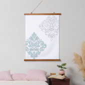 スクロールダマスクアートI (ライン)アヒル卵ブルーグレーWt 吊り下げ型タペストリー (寝室)