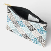 スクロールダマスクパターンティール(緑がかった色)茶色(白) アクセサリーポーチ (見開き)