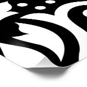 スクロールダマスク大デザイン白（黒） ポスター (コーナー)