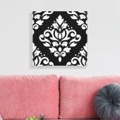 スクロールダマスク大デザイン(B)白（黒） キャンバスプリント (インサイチュ (リビング))