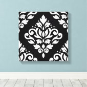 スクロールダマスク大デザイン(B)白（黒） キャンバスプリント (インサイチュ (ウッドフロア))