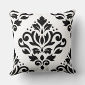 スクロールダマスク大デザイン(B)黒(白) クッション (裏面)