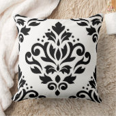 スクロールダマスク大デザイン(B)黒(白) クッション (ブランケット)