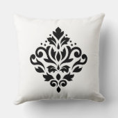スクロールダマスク織のデザインの黒 クッション (裏面)