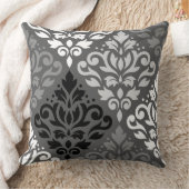 スクロールダマスク織の大きいオフセットPtn BW及び灰色 クッション (ブランケット)