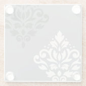 スクロールダマスク織の芸術Iのクリーム及び灰色 ガラスコースター (裏面)