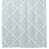 スクロールダマスク織Lg Ptnの灰色ラインアヒルの卵の青の重量 シャワーカーテン (正面)