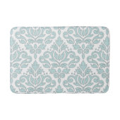 スクロールダマスク織Lg Ptnの灰色ラインアヒルの卵の青の重量 バスマット (正面)