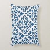 スクロールダマスク2ウェイLg Ptn Dkブルー&ホワイト アクセントクッション (正面(垂直))