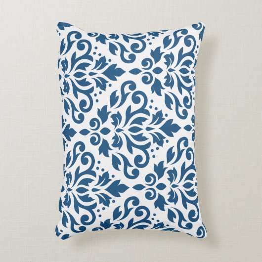 スクロールダマスク2ウェイLg Ptn Dkブルー&ホワイト アクセントクッション (正面(垂直))