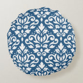 スクロールダマスク2ウェイLg Ptn Dk青(白) ラウンドクッション (裏面)