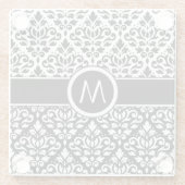 スクロールダマスク2Part Ptn BWとバンド(パーソナライズされた) ガラスコースター (裏面)