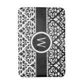 スクロールダマスク2Part Ptn BWとバンド(パーソナライズされた) バスマット (正面縦)