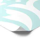 スクロールダマスクLgデザインホワイトオンダックエッグブルー ポスター (角)