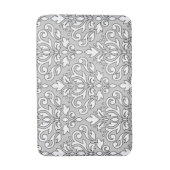 スクロールダマスクLg Ptnホワイト（黒線）グレー バスマット (正面縦)