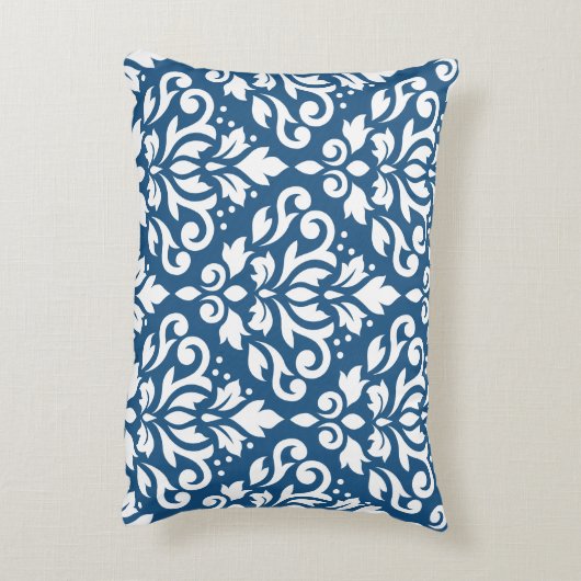 スクロールダマスクLg Ptn White on Dk Blue アクセントクッション (裏面(縦))