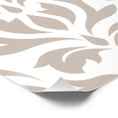 スクロールダマスクXLgパターンアートティール（緑がかった色）ブラウンズホワイト ポスター (コーナー)