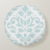 スクロールダマスクXLg Ptn Ltアヒル卵青（白） ラウンドクッション (裏面)