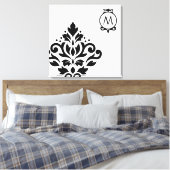 スクロールダムスクオフセットI (イニシャル華美) BW キャンバスプリント (インサイチュ (寝室))