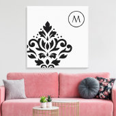 スクロールダンスクオフセットI (イニシャル) BW キャンバスプリント (インサイチュ (リビング))