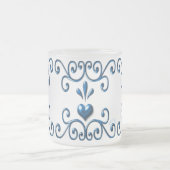 スクロールハートすりガラスのマグリッチブルー フロストグラスマグカップ (中央)