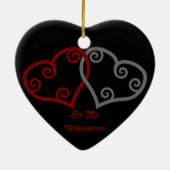 スクロールハートは私のバレンタインオーナメント セラミックオーナメント (裏面)