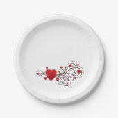 スクロールハートバレンタインラブ ペーパープレート (正面)