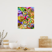 スクロールパステル幾何学抽象芸術 ポスター (キッチン)