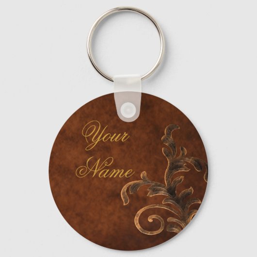 スクロールパーソナライズされたリーフキーチェーン キーホルダー (正面)