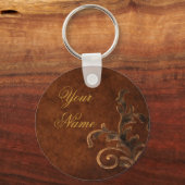 スクロールパーソナライズされたリーフキーチェーン キーホルダー (正面)