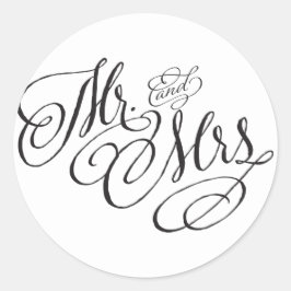 スクロールフォントミセス結婚ステッカー ラウンドシール