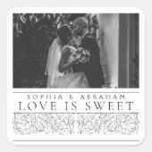 スクロールフォーマル葉するPhoto Love is Sweet スクエアシール (正面)