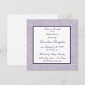 スクロールベビーシャワーの招待状(ラベンダー) 招待状 (正面/裏面)